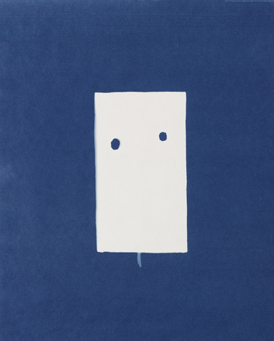 Atomic Mask, 2008, cyanotype of fragment of steel beam from the A-Bombed Dome in Hiroshima, Japan, 24x30 inches